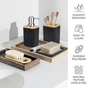 CERBIOR 8-Piece Bamboo Bath Accessory Set, Black