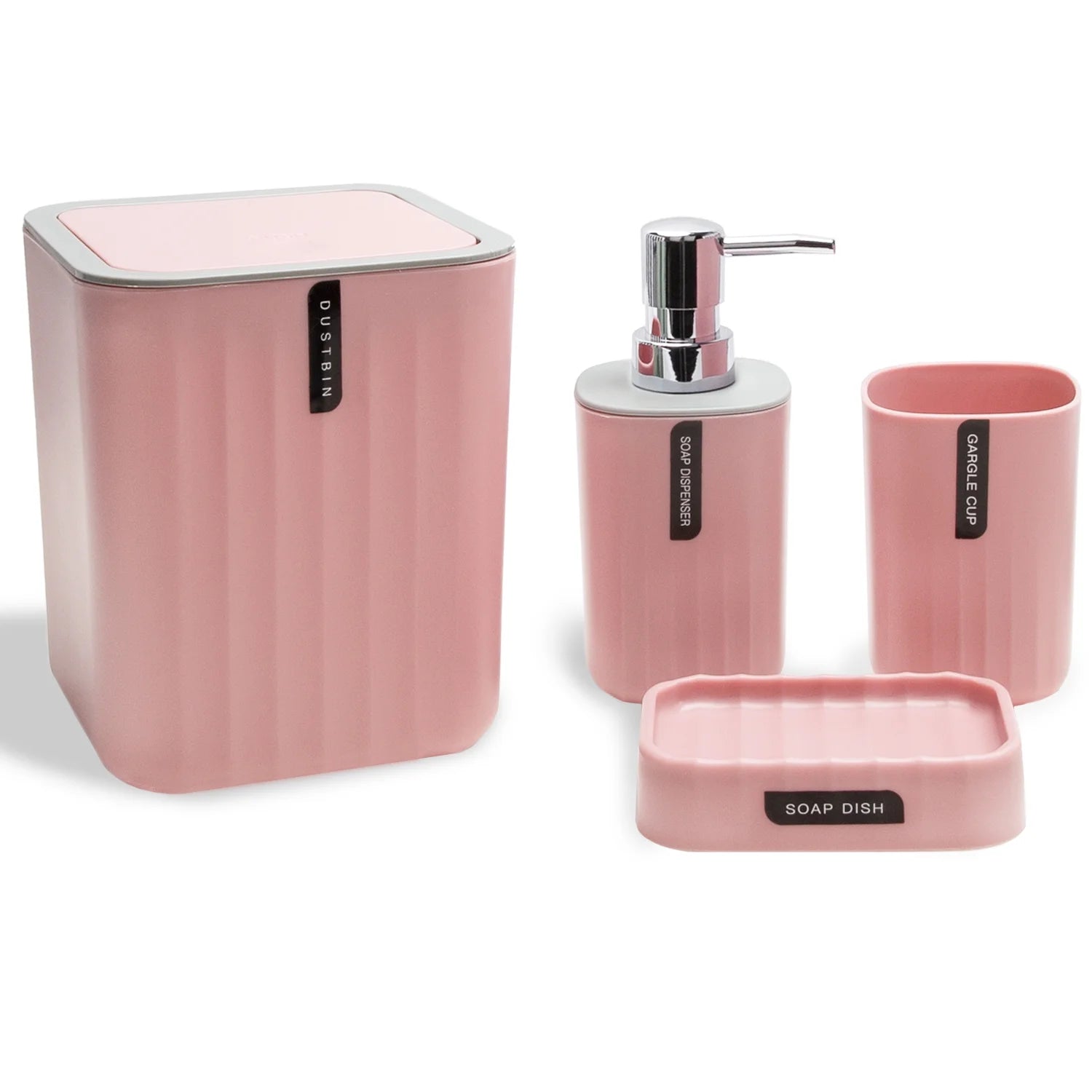 CERBIOR Bathroom Accessories Set Pink 4-Piece