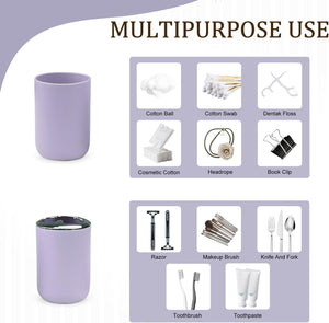 CERBIOR Bathroom Accessories Set 6 Piece Bath Ensemble Includes Soap Dispenser, Toothbrush Holder, Toothbrush Cup, Soap Dish for Decorative Countertop and Housewarming Gift (Purple)