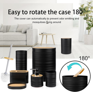 CERBIOR Bathroom Accessories Set Bath Ensemble Includes Soap Dispenser, Toothbrush Holder, Toothbrush Cup, Soap Dish for Decorative Countertop and Housewarming Gift (Black Spiricle)