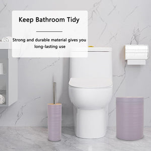 CERBIOR Bathroom Accessories Set 6 Piece Bamboo Bath Ensemble Includes Soap Dispenser, Toothbrush Holder, Toothbrush Cup, Soap Dish for Decorative Countertop and Housewarming Gift, Sriral Purple