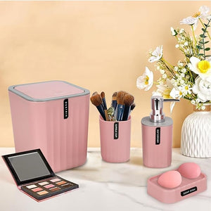 CERBIOR Bathroom Accessories Set Pink 4-Piece