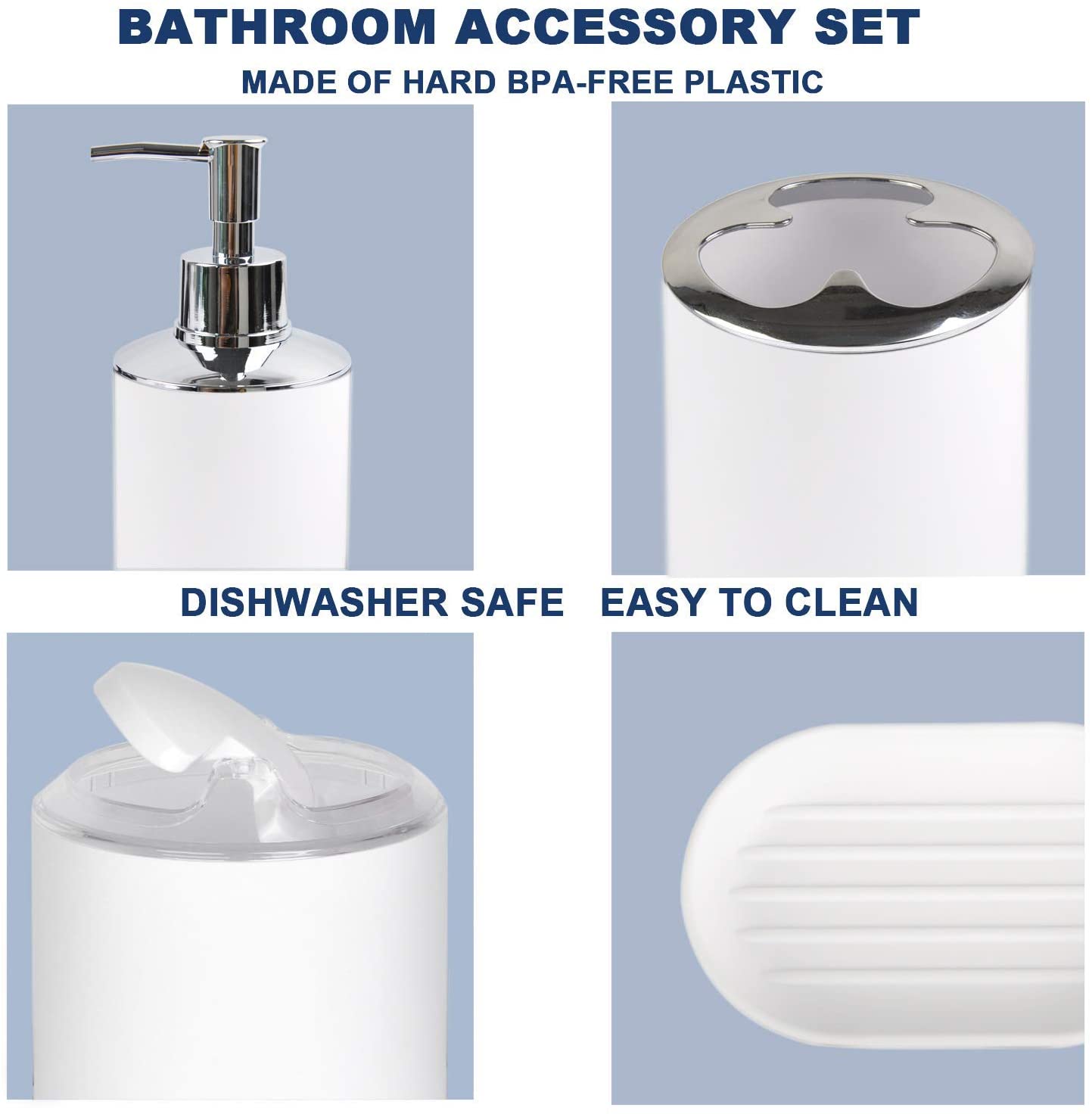 Bathroom Accessories Set of 6 for Decorative Countertop, Housewarming Gift  the Seidman Collection 