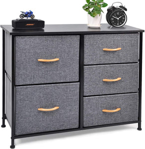 Cerbior Drawer Dresser Closet Storage Organizer 7-Drawer Closet Shelves, Sturdy Steel Frame Wood Top with Easy Pull Fabric Bins for Clothing, Blankets