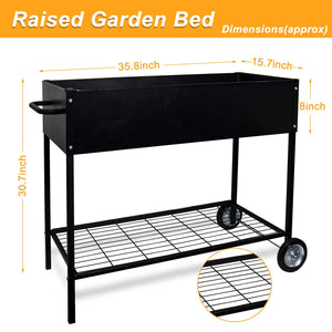 CERBIOR Raised Garden Bed with Legs and Wheels Outdoor Metal Planter Boxes for Vegetables Flower Herb Patio Backyard