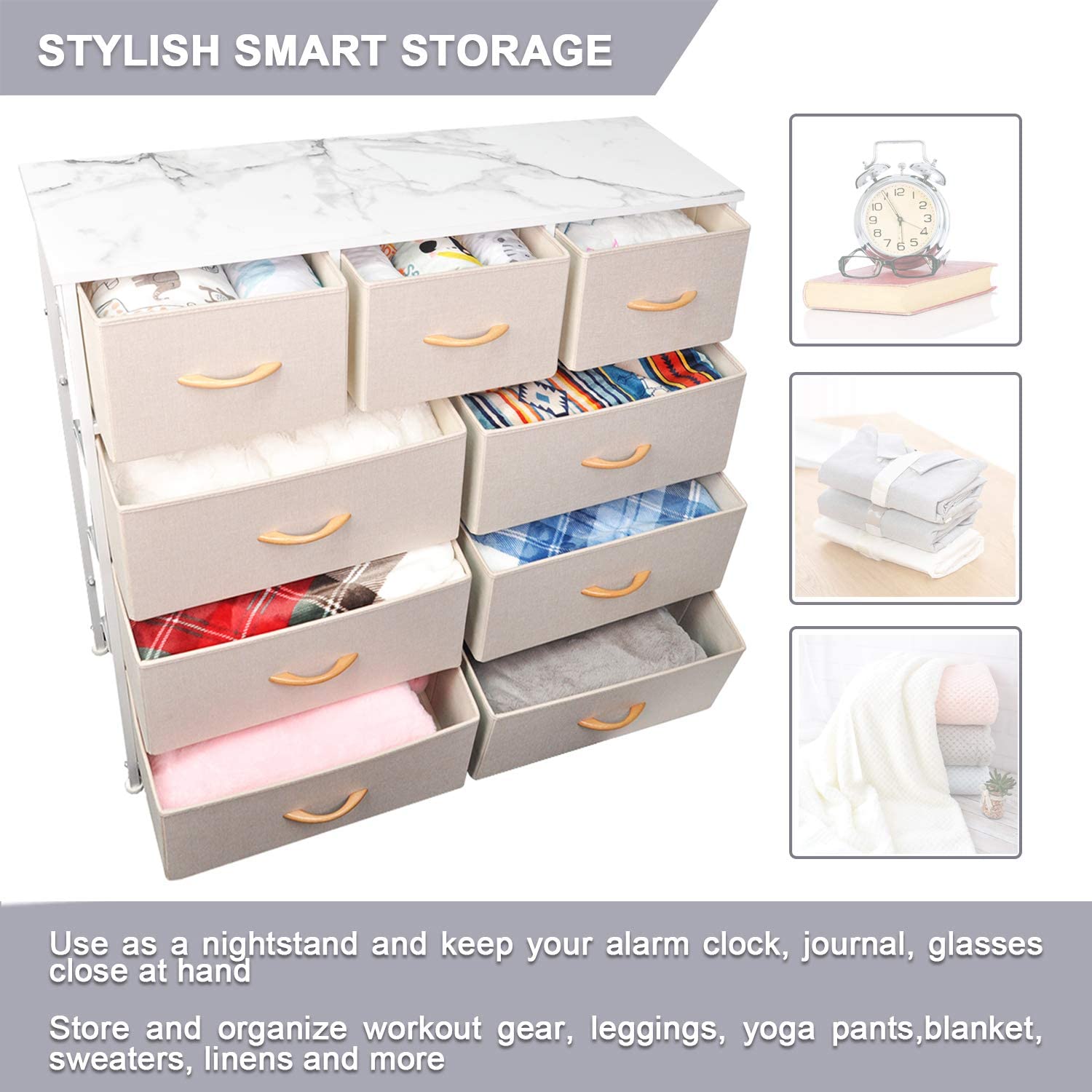 CERBIOR Drawer Dresser Storage Organizer 7-Drawer Closet Shelves, Stur