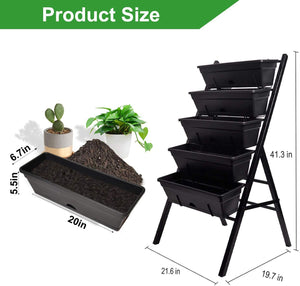 CERBIOR Vertical Garden Herb Raised Bed 4FT Freestanding Elevated Planters with 5 Container Boxes, Good for Patio Balcony Indoor Outdoor