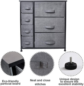 CERBIOR Drawer Dresser Storage Organizer 7-Drawer Closet Shelves, Sturdy Steel Frame Wood Top with Easy Pull Fabric Bins for Clothing, Blankets (7-Charcoal Drawers)