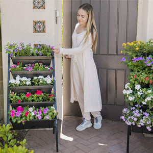 CERBIOR Vertical Garden Herb Raised Bed 4FT Freestanding Elevated Planters with 5 Container Boxes, Good for Patio Balcony Indoor Outdoor