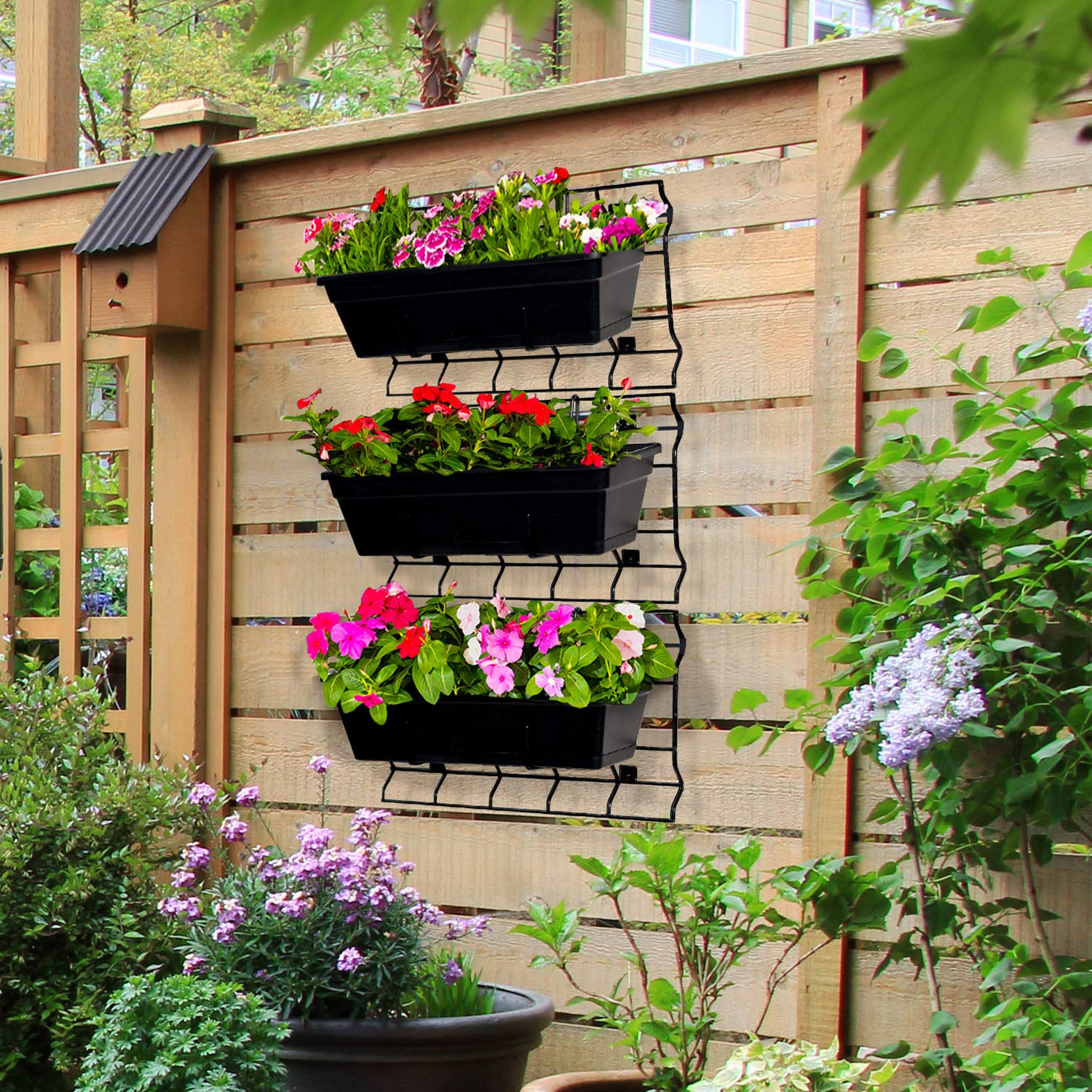 outdoor wall hanging planter CERBIOR Vertical Garden Boxes Outdoor Raised, Wall Mounted Hanging Pla