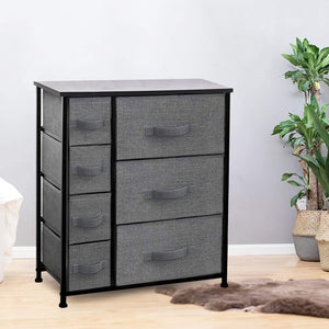 CERBIOR Drawer Dresser Storage Organizer 7-Drawer Closet Shelves, Sturdy Steel Frame Wood Top with Easy Pull Fabric Bins for Clothing, Blankets (7-Charcoal Drawers)
