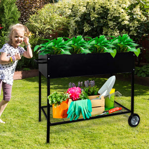 CERBIOR Raised Garden Bed with Legs and Wheels Outdoor Metal Planter Boxes for Vegetables Flower Herb Patio Backyard